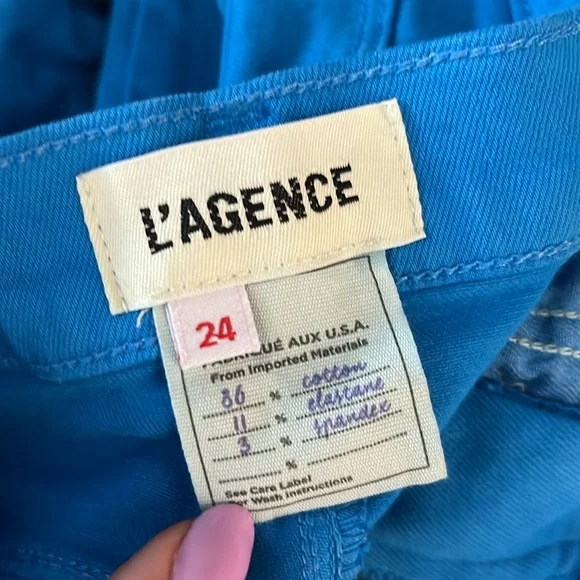 [l’agence] nwot alexia high rise cropped slim jeans neon blue 24 - Picture 8 of 8
